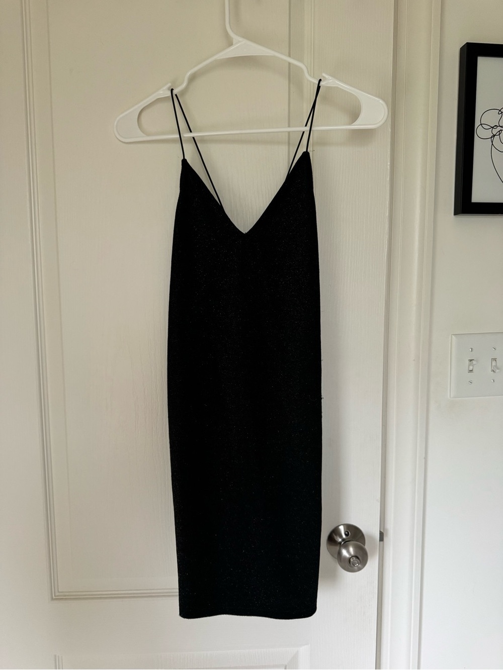H&M Black Sparkle Spaghetti-Strap Midi Dress